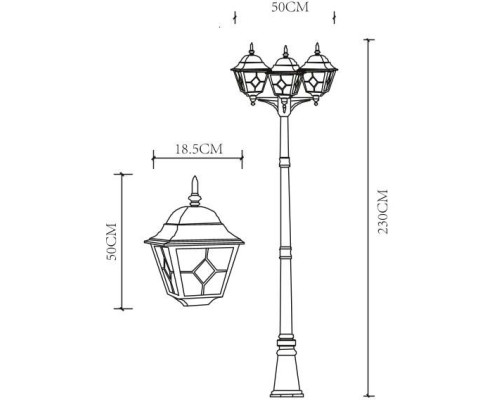Наземный фонарь Berlin A1017PA-3BN Arte Lamp Наземный фонарь Berlin A1017PA-3BN Arte Lamp