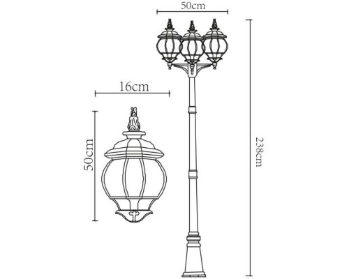 Наземный фонарь Atlanta A1047PA-3BG Arte Lamp