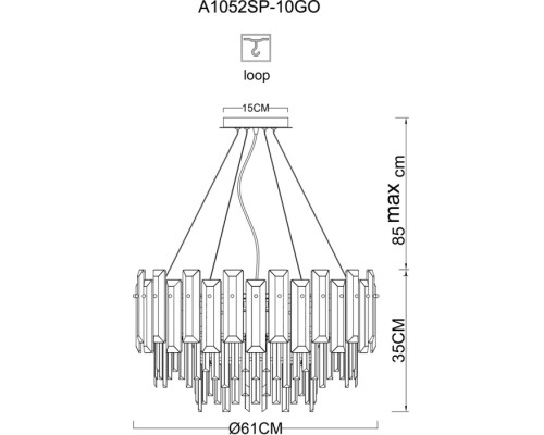 Подвесная люстра Nicoletta A1052SP-10GO Arte Lamp Подвесная люстра Nicoletta A1052SP-10GO Arte Lamp