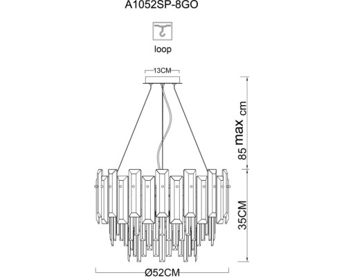 Подвесная люстра Nicoletta A1052SP-8GO Arte Lamp Подвесная люстра Nicoletta A1052SP-8GO Arte Lamp