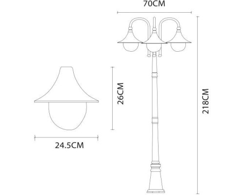 Наземный фонарь Malaga A1086PA-3BG Arte Lamp