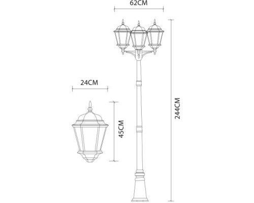 Наземный фонарь Genova A1207PA-3BN Arte Lamp Наземный фонарь Genova A1207PA-3BN Arte Lamp