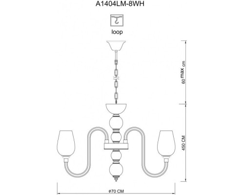 Подвесная люстра Lavinia A1404LM-8WH Arte Lamp Подвесная люстра Lavinia A1404LM-8WH Arte Lamp