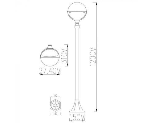 Наземный фонарь Monaco A1496PA-1WG Arte Lamp Наземный фонарь Monaco A1496PA-1WG Arte Lamp