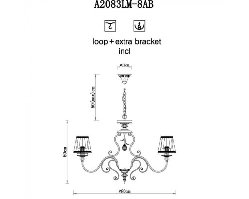 Подвесная люстра Charm A2083LM-8AB Arte Lamp Подвесная люстра Charm A2083LM-8AB Arte Lamp
