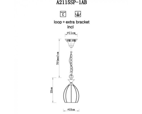 Подвесной светильник Venezia A2115SP-1AB Arte Lamp Подвесной светильник Venezia A2115SP-1AB Arte Lamp