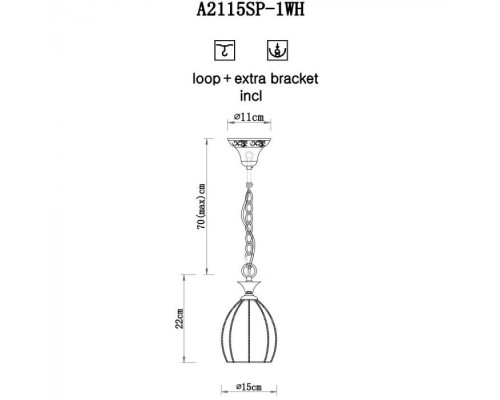 Подвесной светильник Venezia A2115SP-1WH Arte Lamp Подвесной светильник Venezia A2115SP-1WH Arte Lamp
