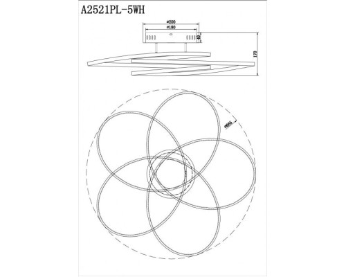 Потолочная люстра Polli A2521PL-5WH Arte Lamp Потолочная люстра Polli A2521PL-5WH Arte Lamp