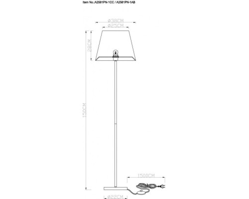 Торшер Elba A2581PN-1CC Arte Lamp Торшер Elba A2581PN-1CC Arte Lamp