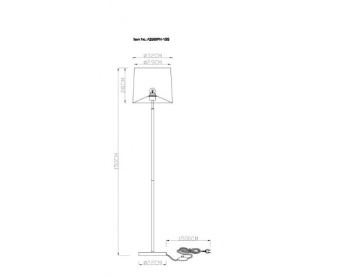 Торшер Rodos A2589PN-1SS Arte Lamp Торшер Rodos A2589PN-1SS Arte Lamp