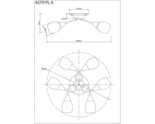 Потолочная люстра Penny A2701PL-6CC Arte Lamp Потолочная люстра Penny A2701PL-6CC Arte Lamp