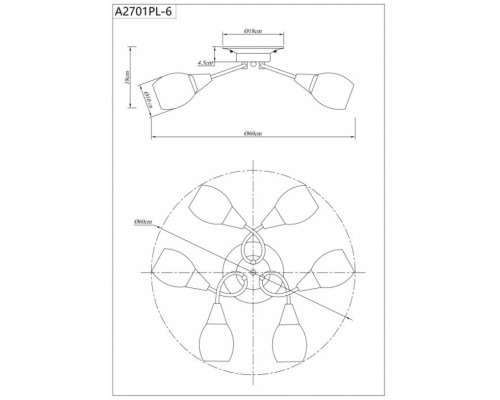 Потолочная люстра Penny A2701PL-6WG Arte Lamp Потолочная люстра Penny A2701PL-6WG Arte Lamp