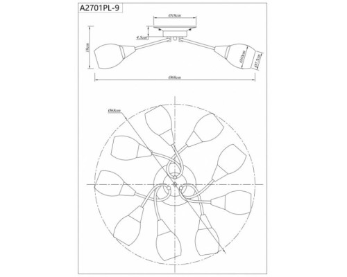 Потолочная люстра Penny A2701PL-9WG Arte Lamp Потолочная люстра Penny A2701PL-9WG Arte Lamp