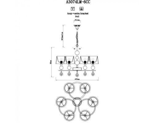 Подвесная люстра Promessa A3074LM-6CC Arte Lamp Подвесная люстра Promessa A3074LM-6CC Arte Lamp