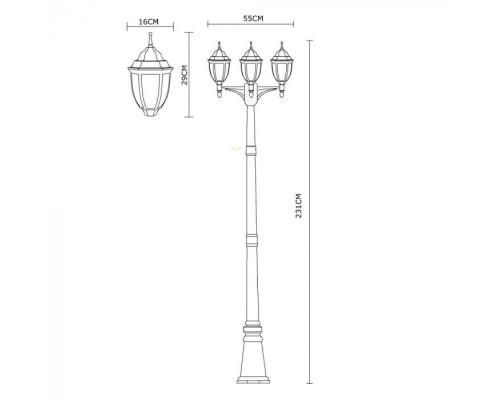 Наземный фонарь Pegasus A3151PA-3WG Arte Lamp Наземный фонарь Pegasus A3151PA-3WG Arte Lamp