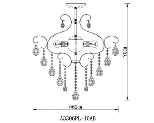 Потолочная люстра Vitoria A3306PL-10AB Arte Lamp Потолочная люстра Vitoria A3306PL-10AB Arte Lamp