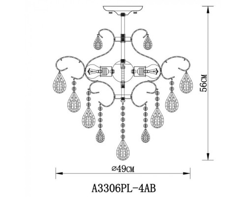 Потолочная люстра Vitoria A3306PL-4AB Arte Lamp Потолочная люстра Vitoria A3306PL-4AB Arte Lamp