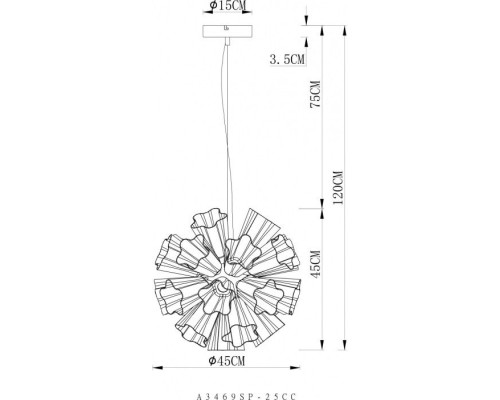 Подвесная люстра Canzone A3469SP-25CC Arte Lamp Подвесная люстра Canzone A3469SP-25CC Arte Lamp