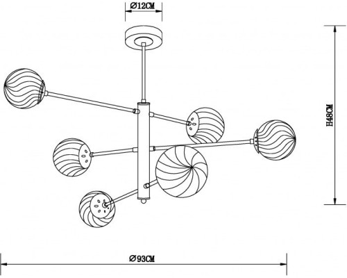 Потолочная люстра Segin A3566PL-6BK Arte Lamp Потолочная люстра Segin A3566PL-6BK Arte Lamp