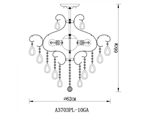 Потолочная люстра Silvia A3703PL-10GA Arte Lamp Потолочная люстра Silvia A3703PL-10GA Arte Lamp
