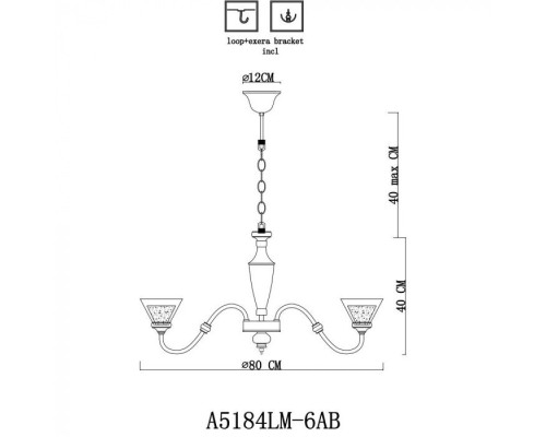Подвесная люстра Toscana A5184LM-6AB Arte Lamp Подвесная люстра Toscana A5184LM-6AB Arte Lamp