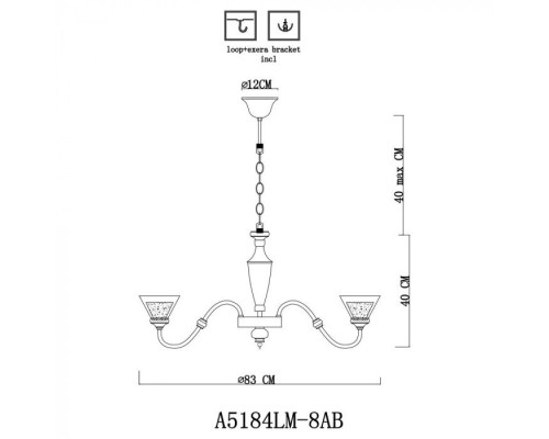 Подвесная люстра Toscana A5184LM-8AB Arte Lamp Подвесная люстра Toscana A5184LM-8AB Arte Lamp