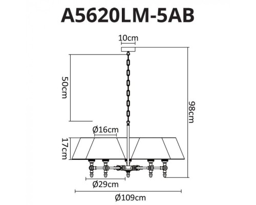 Подвесная люстра Orlando A5620LM-5AB Arte Lamp Подвесная люстра Orlando A5620LM-5AB Arte Lamp