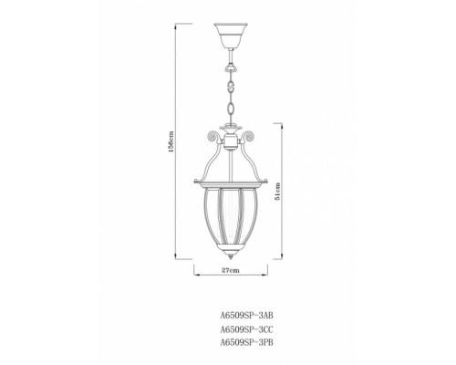 Подвесной светильник Rimini A6509SP-3AB Arte Lamp Подвесной светильник Rimini A6509SP-3AB Arte Lamp