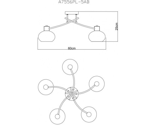 Потолочная люстра Latona A7556PL-5AB Arte Lamp Потолочная люстра Latona A7556PL-5AB Arte Lamp