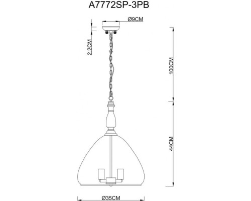 Подвесная люстра Bell A7772SP-3PB Arte Lamp Подвесная люстра Bell A7772SP-3PB Arte Lamp