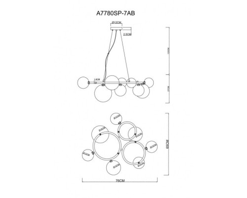 Подвесная люстра Albus A7780SP-7AB Arte Lamp Подвесная люстра Albus A7780SP-7AB Arte Lamp