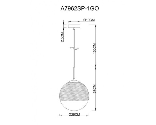 Подвесной светильник Jupiter Gold A7962SP-1GO Arte Lamp Подвесной светильник Jupiter Gold A7962SP-1GO Arte Lamp