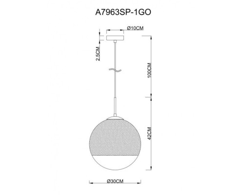 Подвесной светильник Jupiter Gold A7963SP-1GO Arte Lamp Подвесной светильник Jupiter Gold A7963SP-1GO Arte Lamp