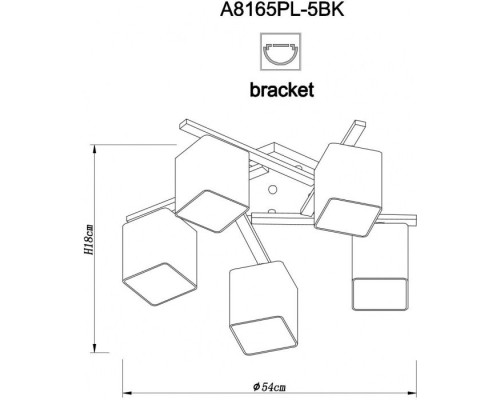 Потолочная люстра Visuale A8165PL-5BK Arte Lamp Потолочная люстра Visuale A8165PL-5BK Arte Lamp