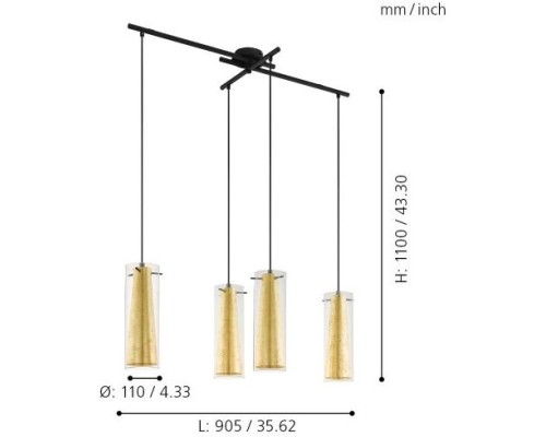 Подвесной светильник Pinto Gold 97653 Eglo Подвесной светильник Pinto Gold 97653 Eglo