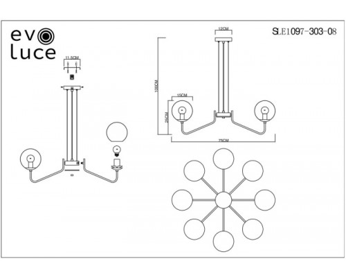 Подвесная люстра Scorze SLE1097-303-08 Evoluce