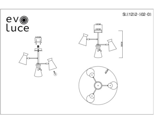 Потолочная люстра Alfeo SLE1252-502-03 Evoluce Потолочная люстра Alfeo SLE1252-502-03 Evoluce