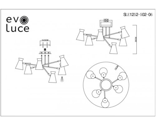 Потолочная люстра Alfeo SLE1252-502-06 Evoluce Потолочная люстра Alfeo SLE1252-502-06 Evoluce