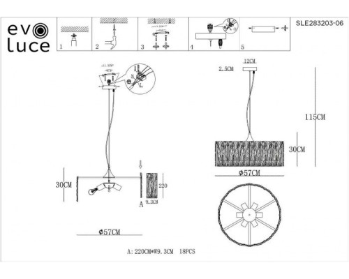 Подвесная люстра Rida SLE283203-06 Evoluce