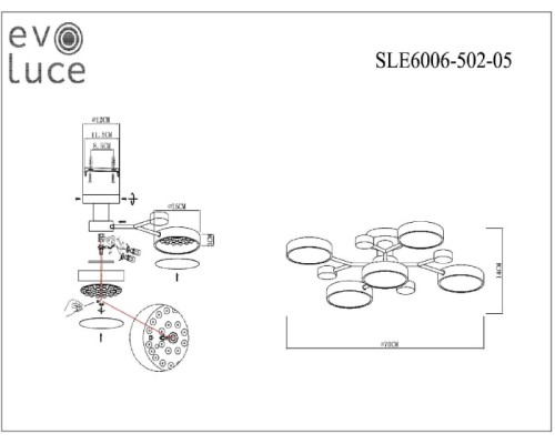 Потолочная люстра Faema SLE6006-502-05 Evoluce Потолочная люстра Faema SLE6006-502-05 Evoluce