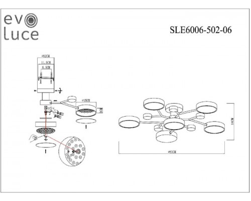Потолочная люстра Faema SLE6006-502-06 Evoluce Потолочная люстра Faema SLE6006-502-06 Evoluce