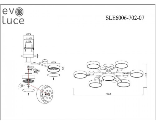 Потолочная люстра Faema SLE6006-702-07 Evoluce Потолочная люстра Faema SLE6006-702-07 Evoluce
