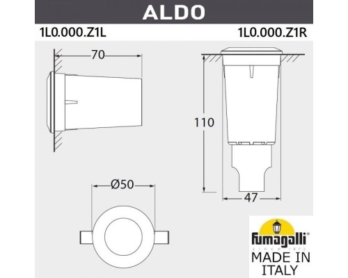 Встраиваемый светильник уличный Aldo 1L0.000.000.AXZ1L Fumagalli