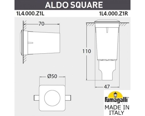 Встраиваемый светильник уличный Aldo 1L4.000.000.LXZ1L Fumagalli