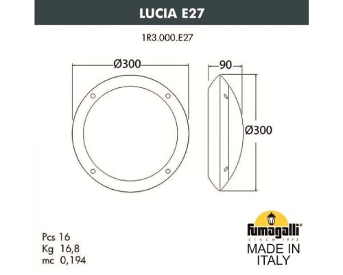 Настенный светильник уличный Lucia 1R3.000.000.AYE27.BU1 Fumagalli Настенный светильник уличный Lucia 1R3.000.000.AYE27.BU1 Fumagalli