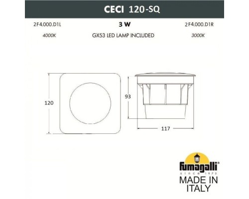 Встраиваемый светильник уличный CECI 2F4.000.000.LXG1L Fumagalli