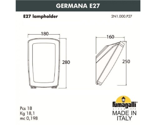 Настенный светильник уличный Germana 2N1.000.000.AYF1R Fumagalli Настенный светильник уличный Germana 2N1.000.000.AYF1R Fumagalli