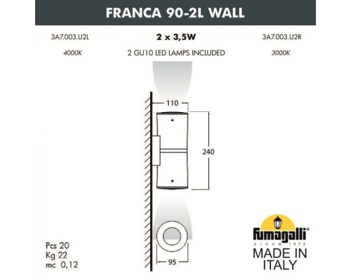 Светильник Franca 90 3A7.003.000.WXU2L Fumagalli Светильник Franca 90 3A7.003.000.WXU2L Fumagalli