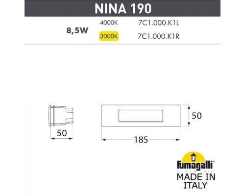 Встраиваемый светильник уличный Nina 7C1.000.000.WYK1L Fumagalli Встраиваемый светильник уличный Nina 7C1.000.000.WYK1L Fumagalli