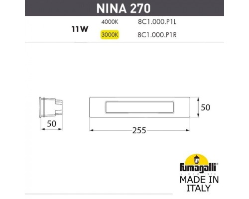 Встраиваемый светильник уличный Nina 8C1.000.000.WYP1L Fumagalli